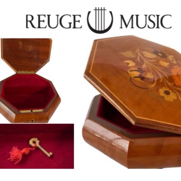 Vintage Lockable Music Box Protect Jewelry with Lock & Key Romance